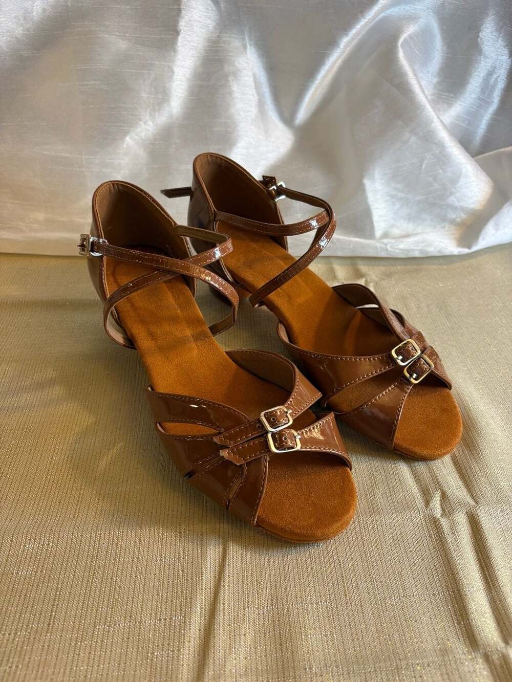 Women's Ballroom Latin Dance Shoes Brown Patent Size 41